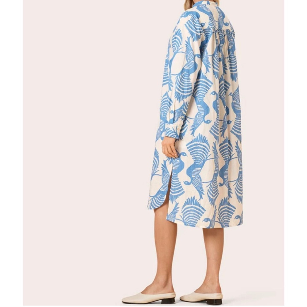 Masai Copenhagen Shirt Dress Relaxed Oversized Natmas Cotton Quiet Harbor Bird - Picture 3 of 12